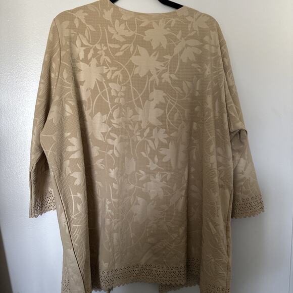 Adriace Dilafield Top Womens Size XXL Green Laser 2fer Long Sleeve Tunic Top - Picture 8 of 16